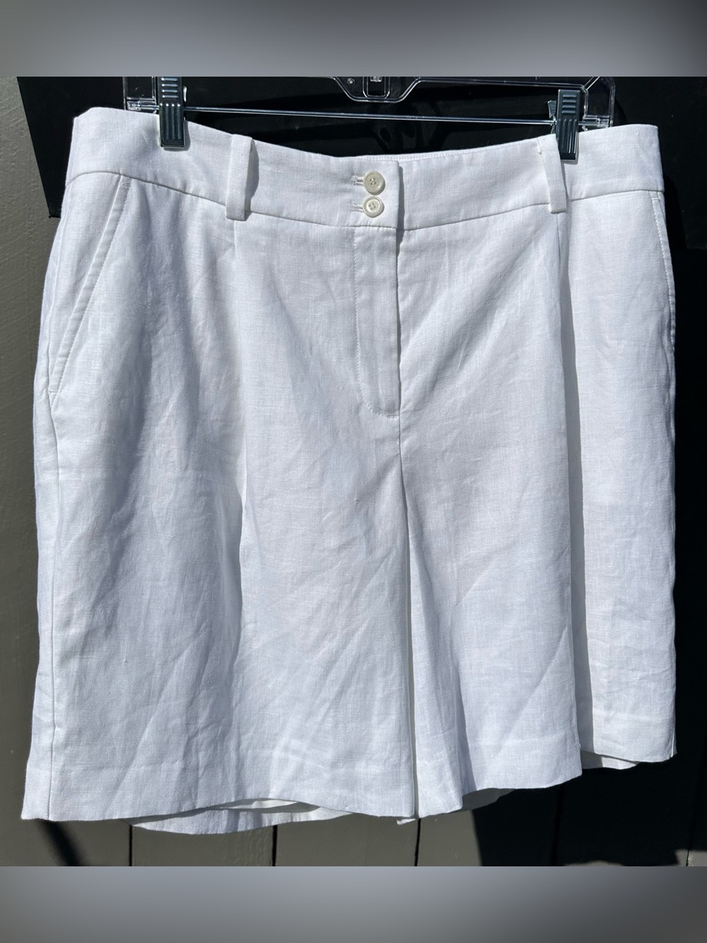 NWOT Talbots Linen White Bermuda Shorts 12P